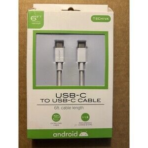 Techiva USB-C To ISB -C CABLE 6 Ft. Cable Fast Charge & Sync Android NEW (A3)